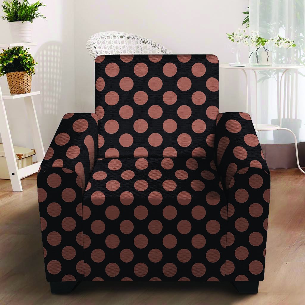 Black Brown Polka Dot Armchair Cover-grizzshop