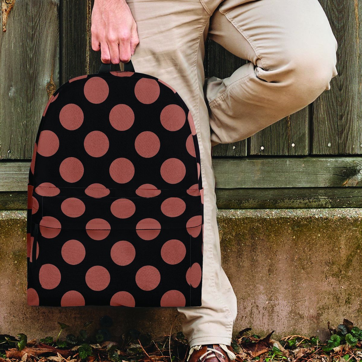 Black Brown Polka Dot Backpack-grizzshop