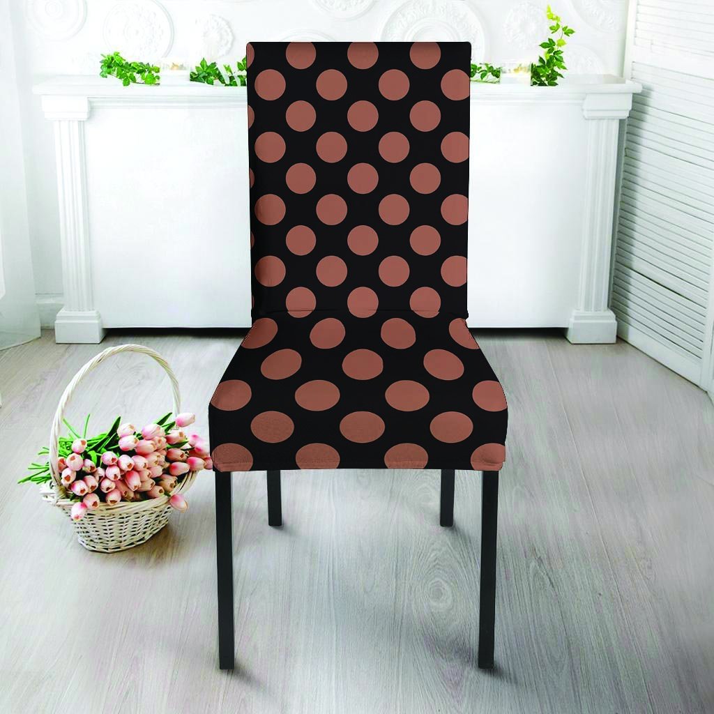 Black Brown Polka Dot Chair Cover-grizzshop