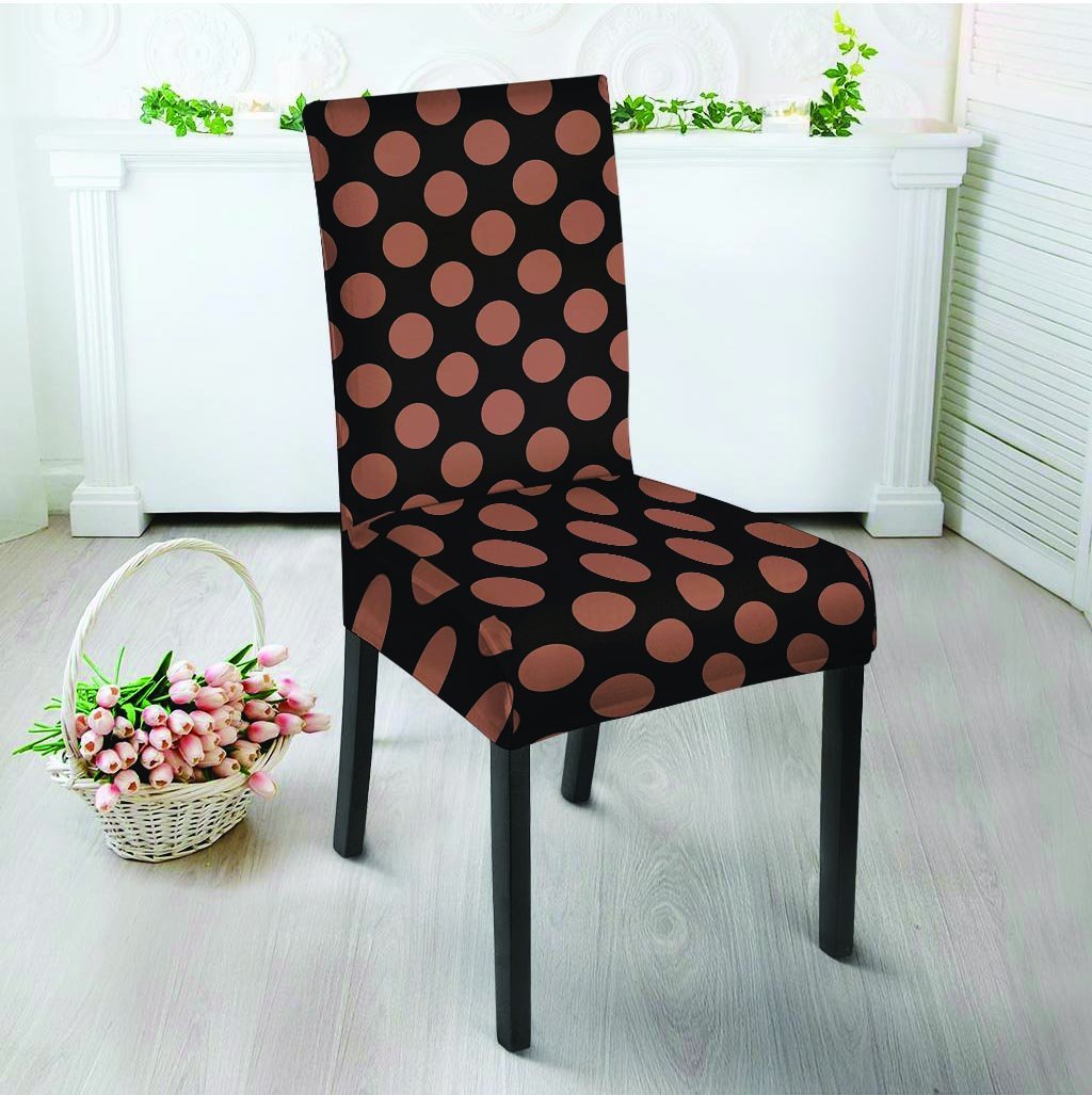 Black Brown Polka Dot Chair Cover-grizzshop