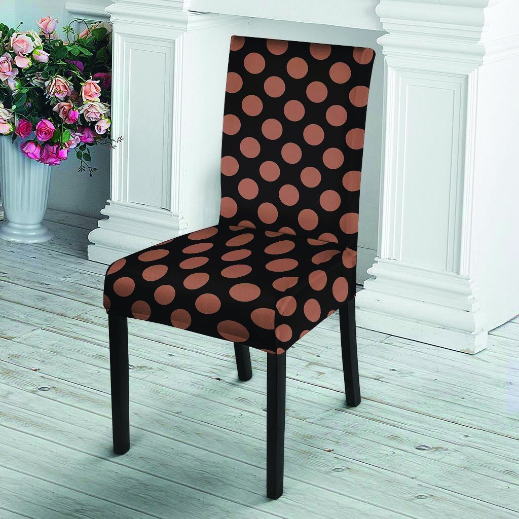 Black Brown Polka Dot Chair Cover-grizzshop