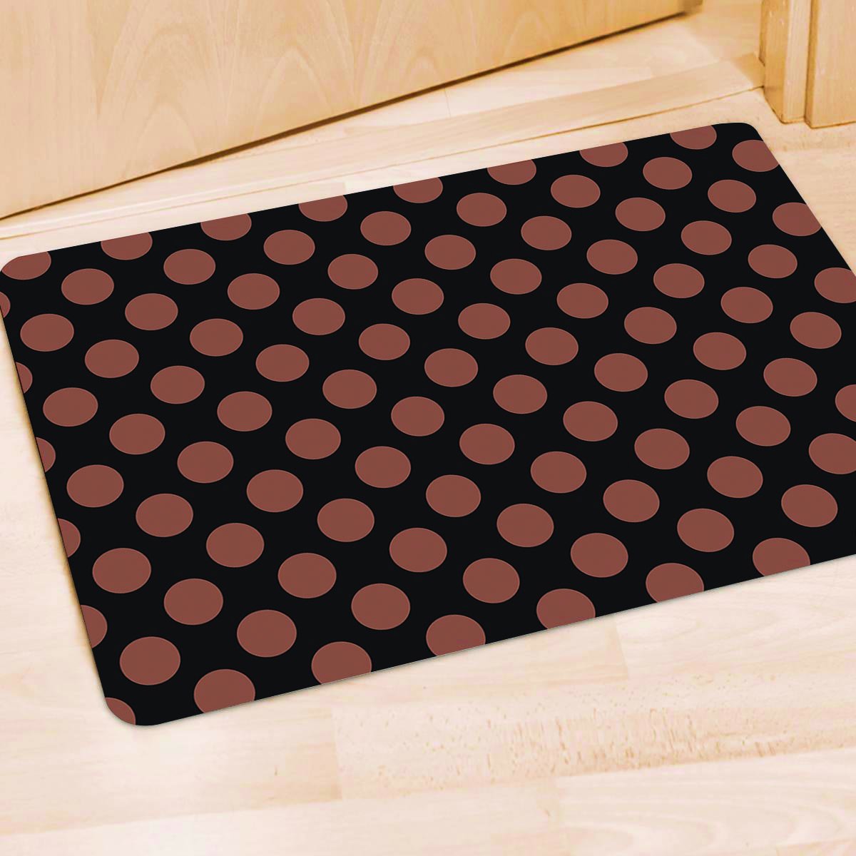 Black Brown Polka Dot Door Mat-grizzshop