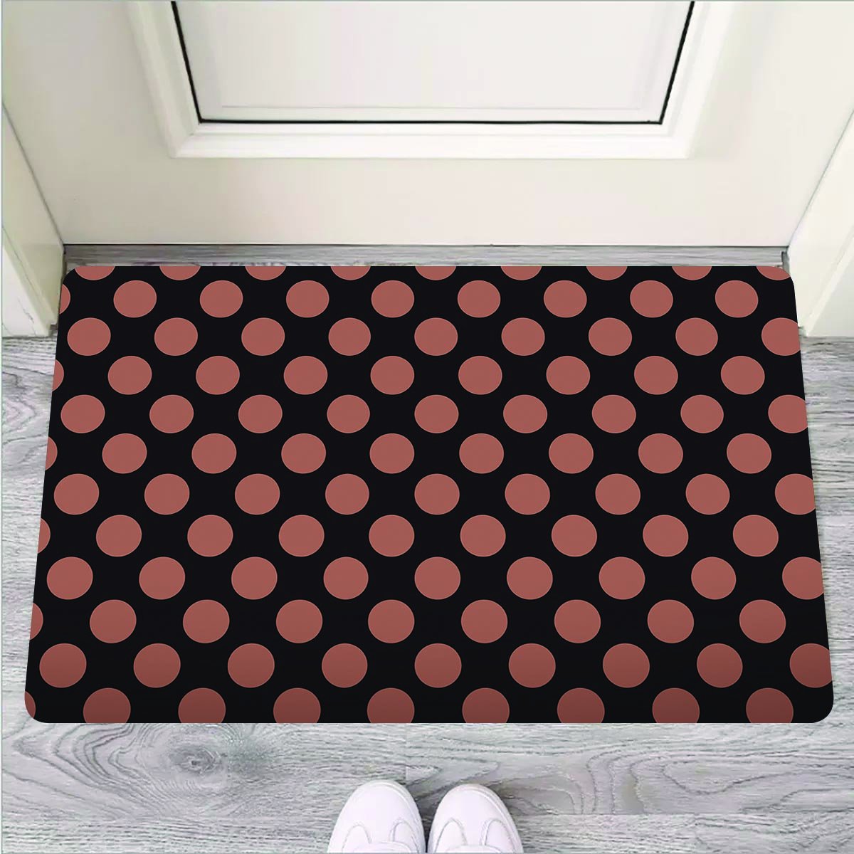 Black Brown Polka Dot Door Mat-grizzshop