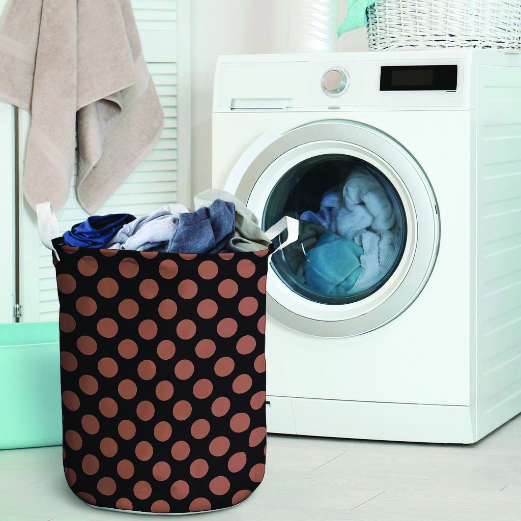 Black Brown Polka Dot Laundry Basket-grizzshop