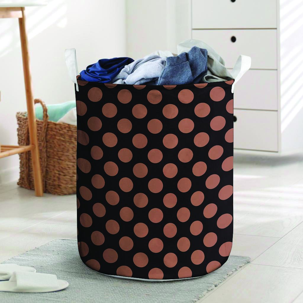 Black Brown Polka Dot Laundry Basket-grizzshop