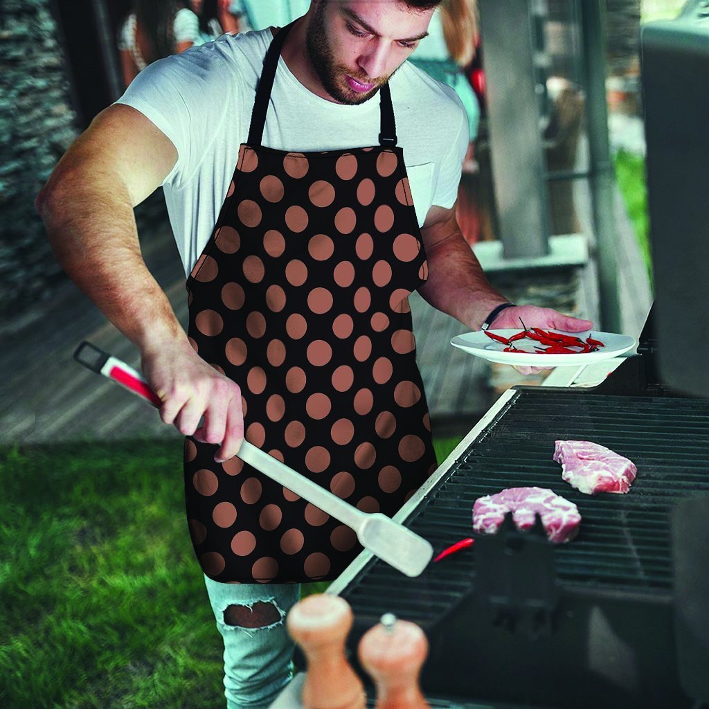 Black Brown Polka Dot Men's Apron-grizzshop