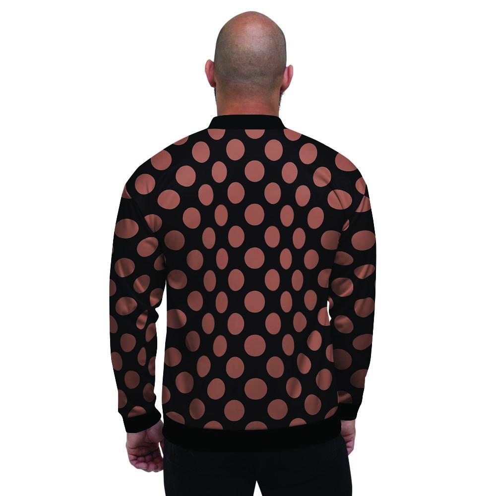 Black Brown Polka Dot Men's Bomber Jacket-grizzshop