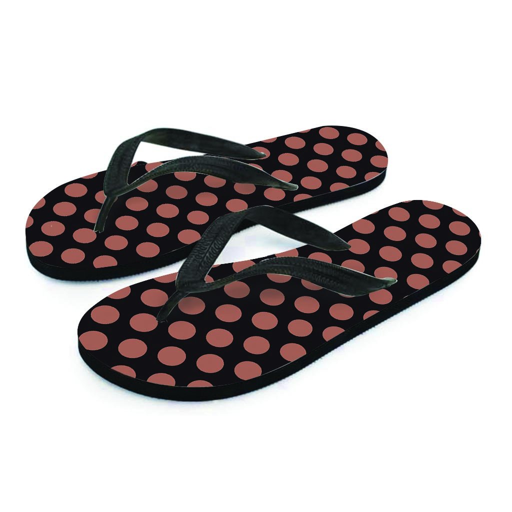 Black Brown Polka Dot Men's Flip Flops-grizzshop