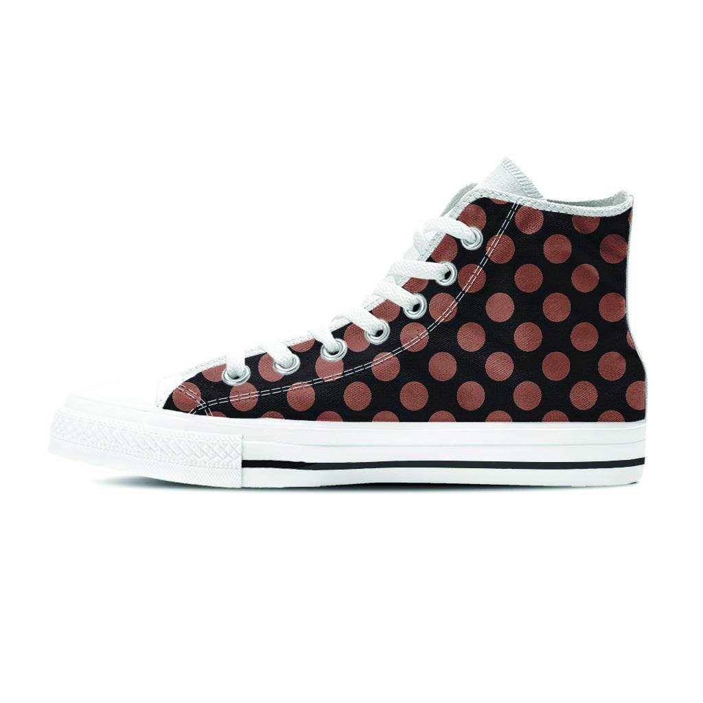 Black Brown Polka Dot Men's High Top Shoes-grizzshop