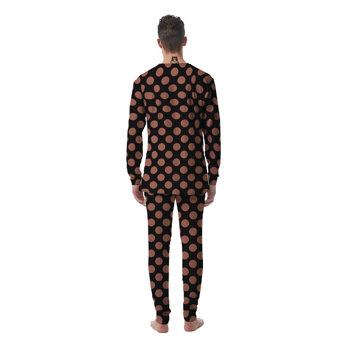 Black Brown Polka Dot Men's Pajamas-grizzshop