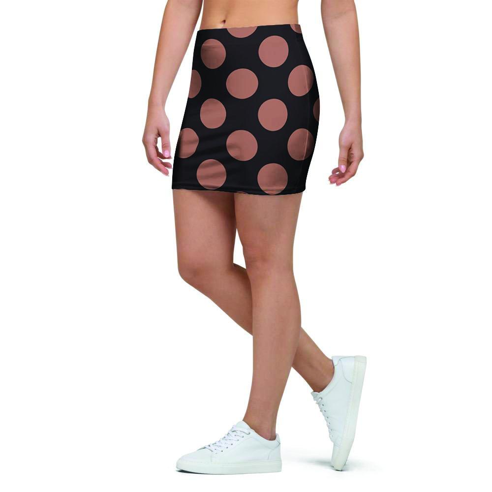 Black Brown Polka Dot Mini Skirt-grizzshop