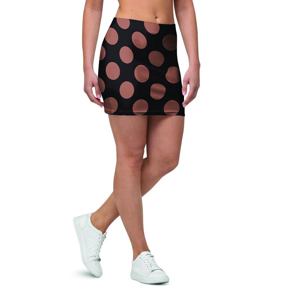 Black Brown Polka Dot Mini Skirt-grizzshop