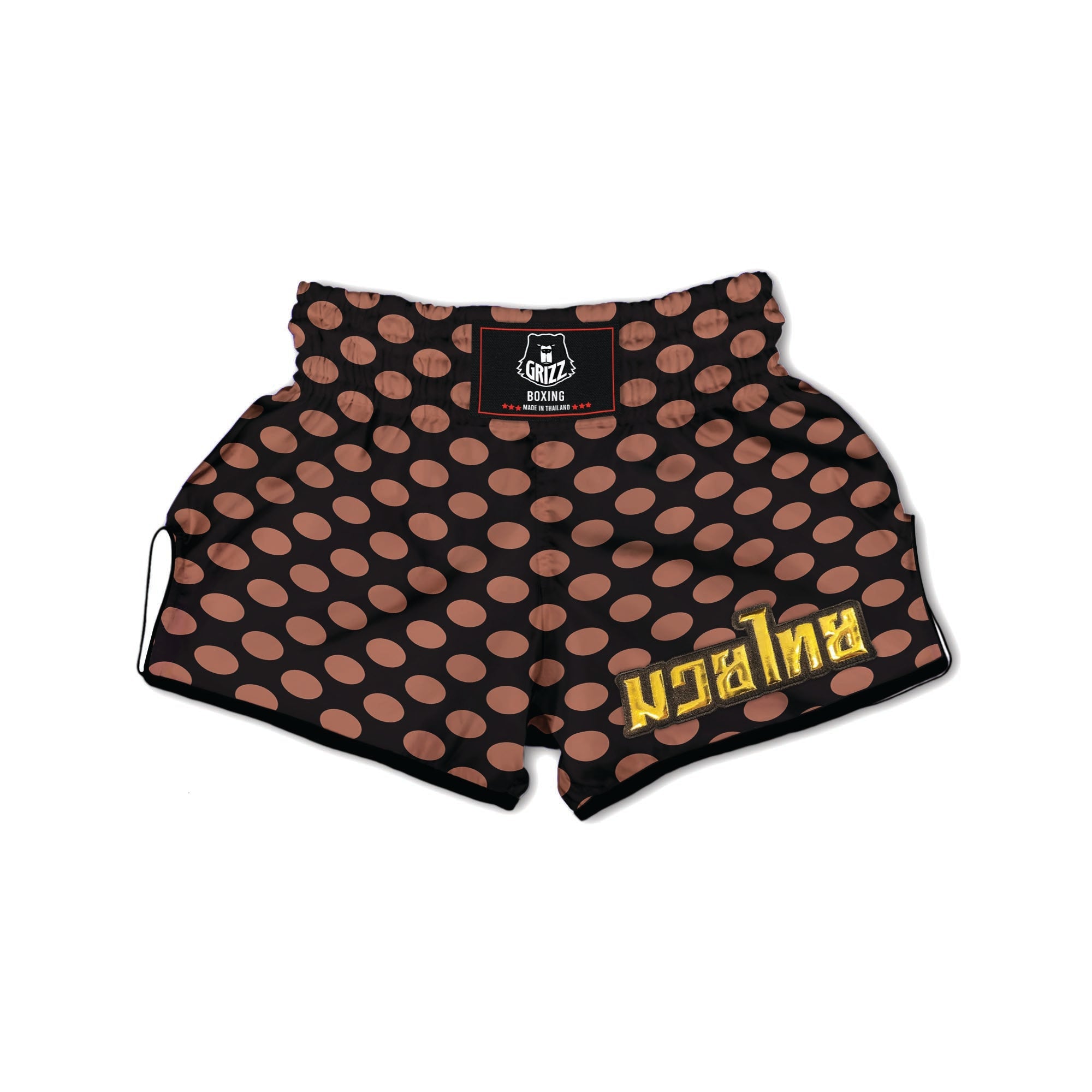 Black Brown Polka Dot Muay Thai Boxing Shorts-grizzshop