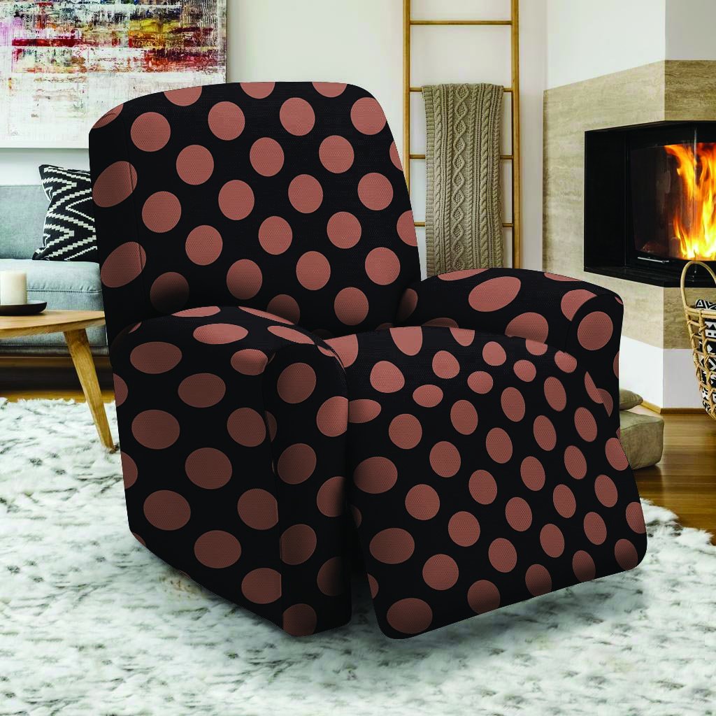 Black Brown Polka Dot Recliner Cover-grizzshop