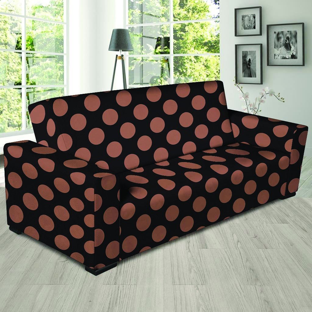 Black Brown Polka Dot Sofa Cover-grizzshop