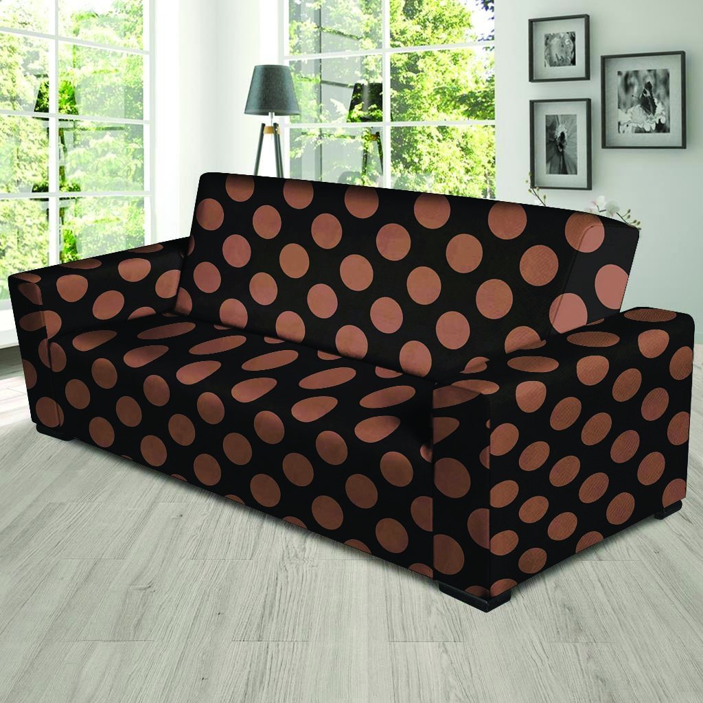 Black Brown Polka Dot Sofa Cover-grizzshop