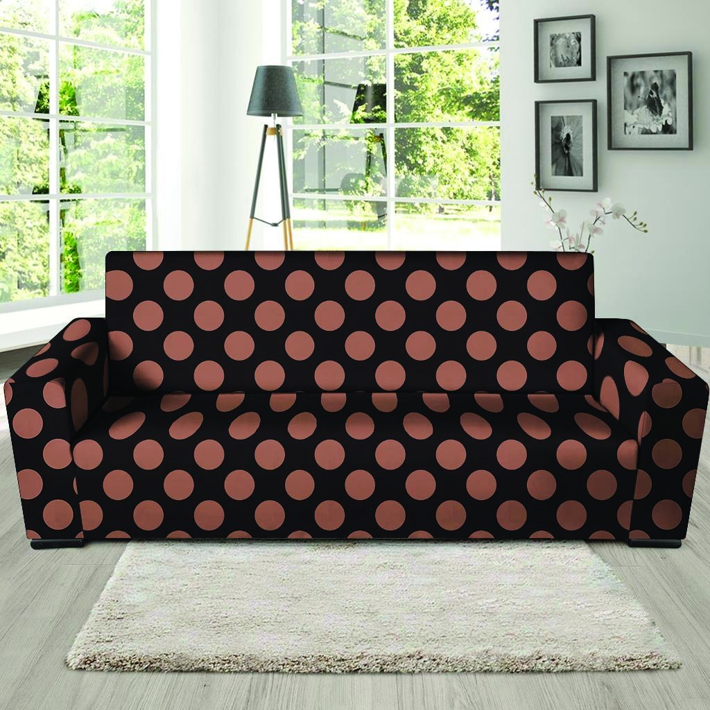 Black Brown Polka Dot Sofa Cover-grizzshop