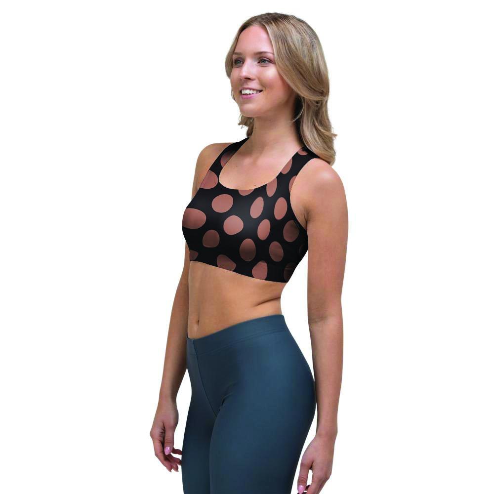 Black Brown Polka Dot Sports Bra-grizzshop