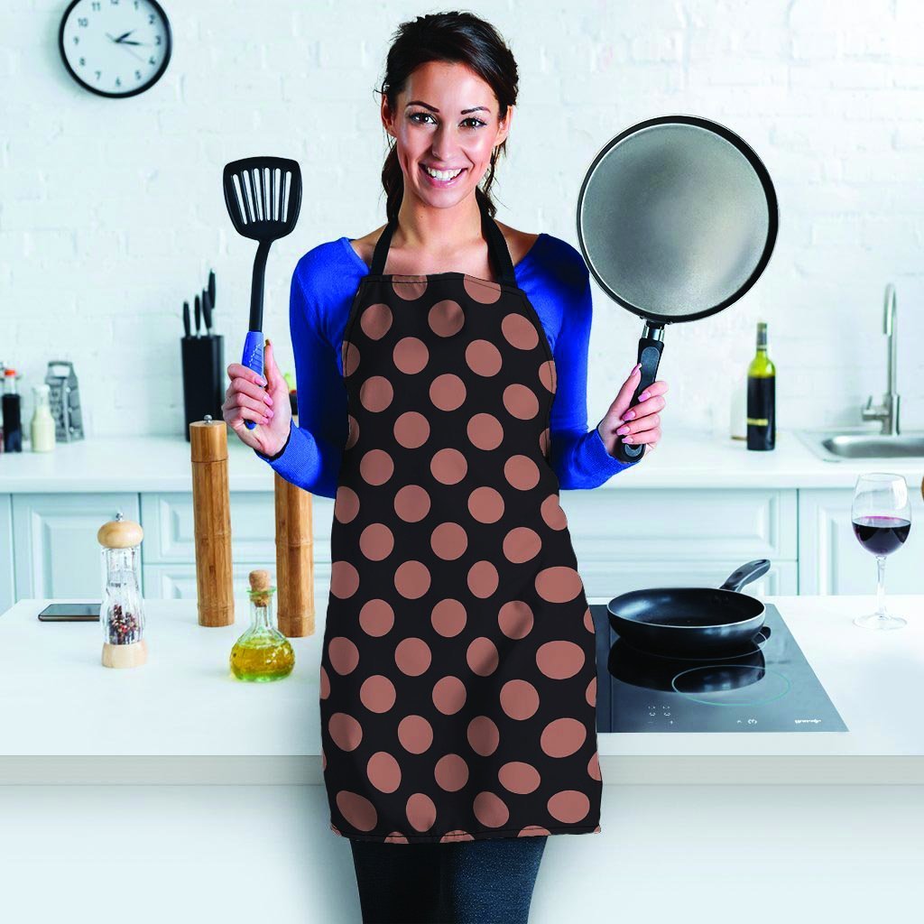 Black Brown Polka Dot Women's Apron-grizzshop