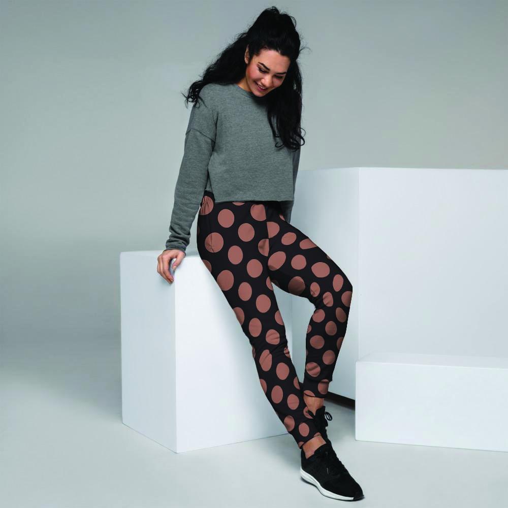 Black Brown Polka Dot Women's Joggers-grizzshop