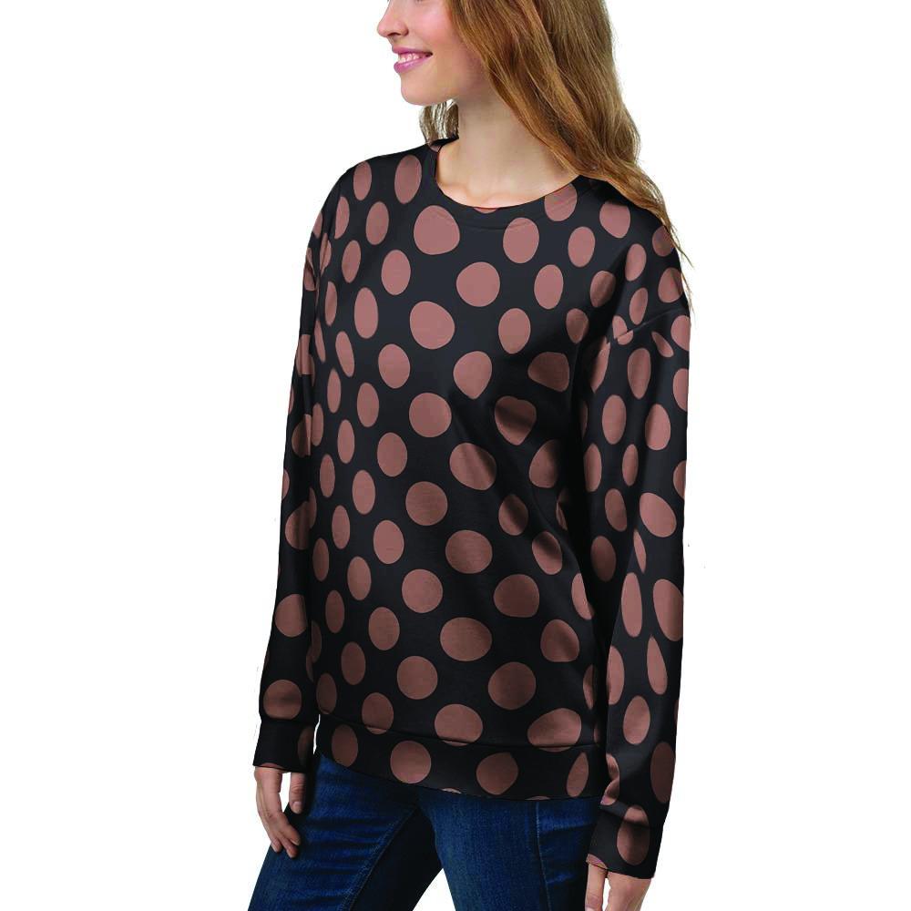 Black Brown Polka Dot Women's Sweatshirt-grizzshop