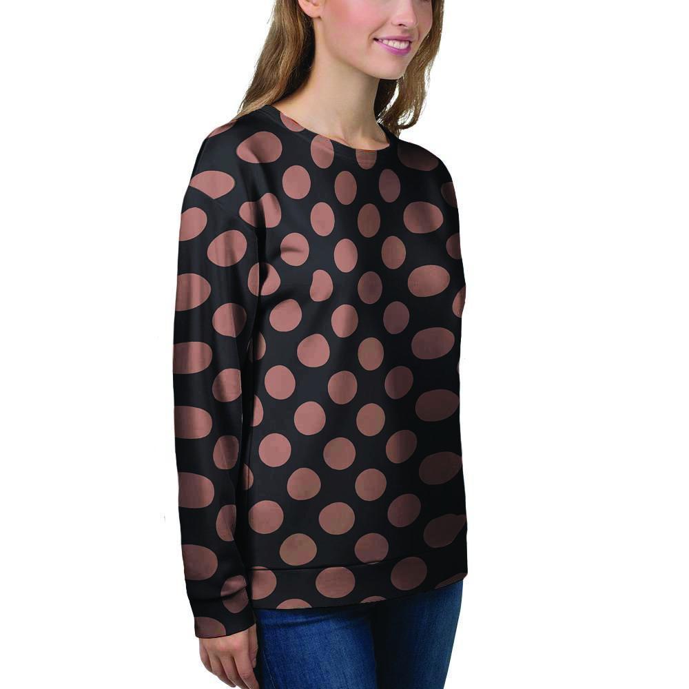 Black Brown Polka Dot Women's Sweatshirt-grizzshop