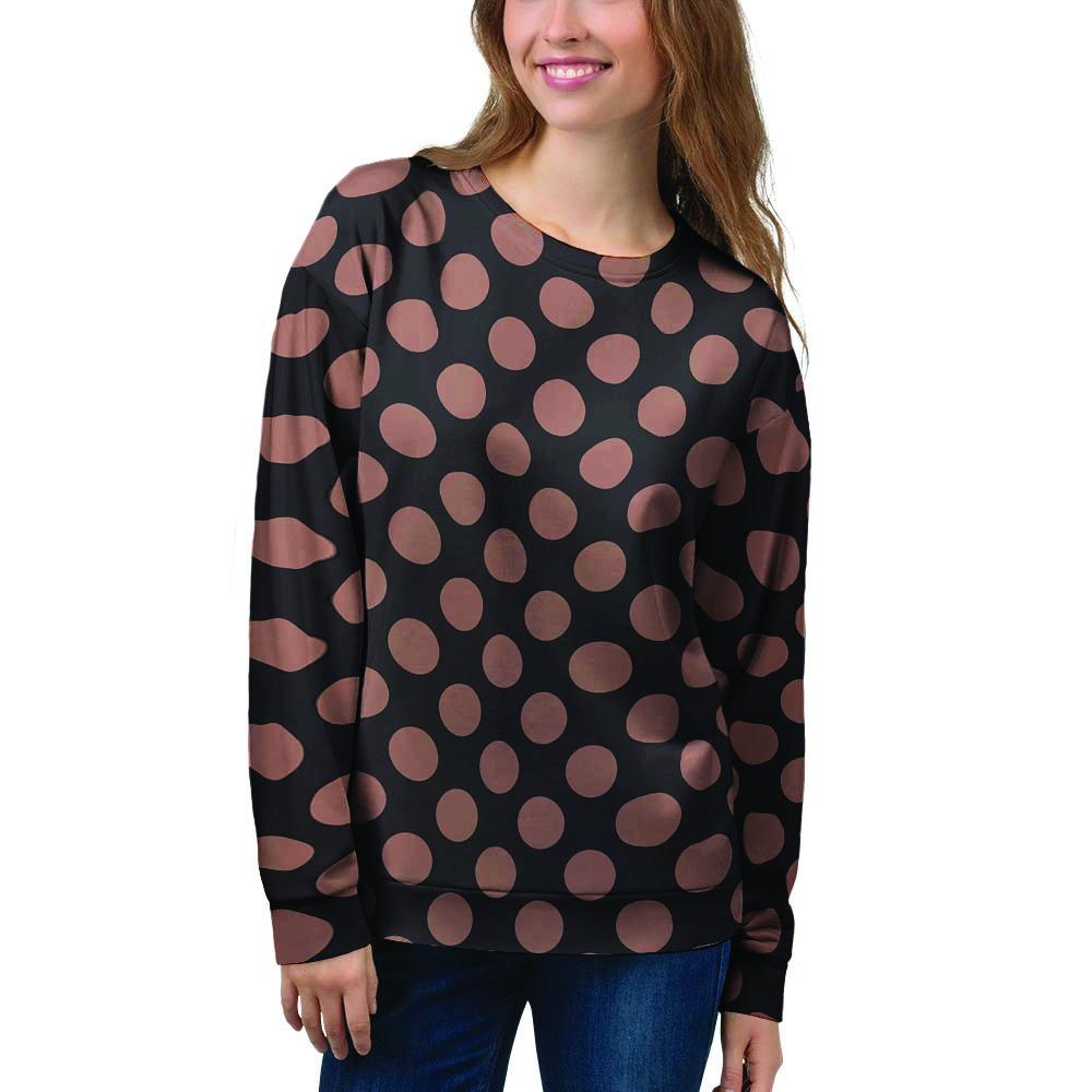 Black Brown Polka Dot Women's Sweatshirt-grizzshop