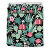 Black Cactus Pattern Print Duvet Cover Bedding Set-grizzshop