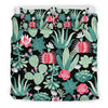 Black Cactus Pattern Print Duvet Cover Bedding Set-grizzshop