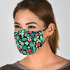 Black Cactus Pattern Print Face Mask-grizzshop