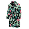 Black Cactus Pattern Print Men Long Robe-grizzshop