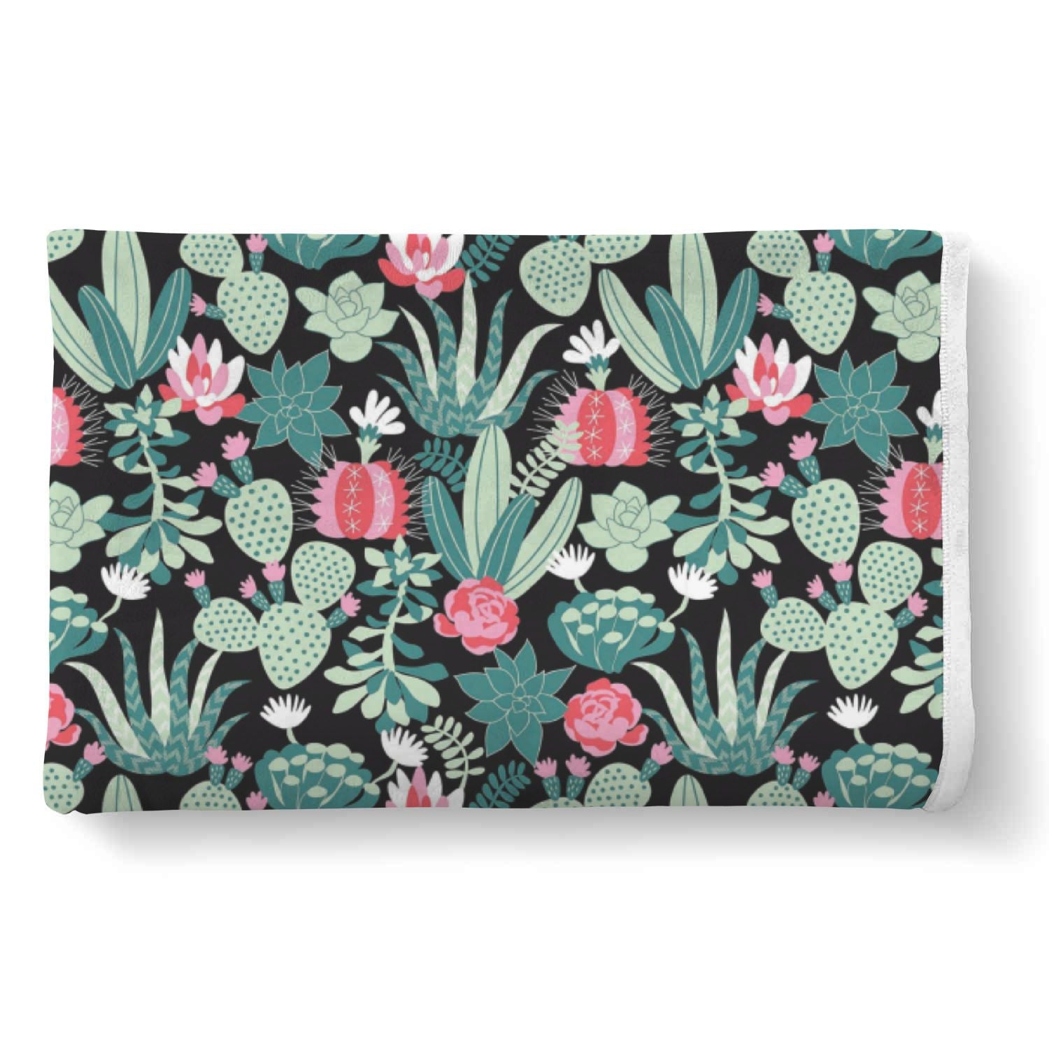 Black Cactus Pattern Print Throw Blanket-grizzshop