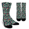 Black Cactus Pattern Print Unisex Crew Socks-grizzshop