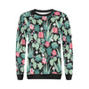 Black Cactus Pattern Print Women Crewneck Sweatshirt-grizzshop