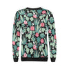 Black Cactus Pattern Print Women Crewneck Sweatshirt-grizzshop