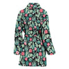 Black Cactus Pattern Print Women Long Robe-grizzshop