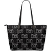 Black Camera Print Pattern Leather Tote Bag-grizzshop