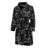 Black Camera Print Pattern Men Long Robe-grizzshop