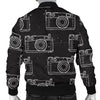 Black Camera Print Pattern Men's Bomber Jacket-grizzshop