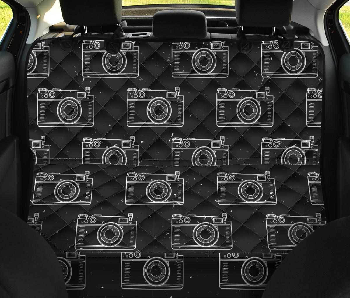 Black Camera Print Pattern Pet Car Seat Cover-grizzshop