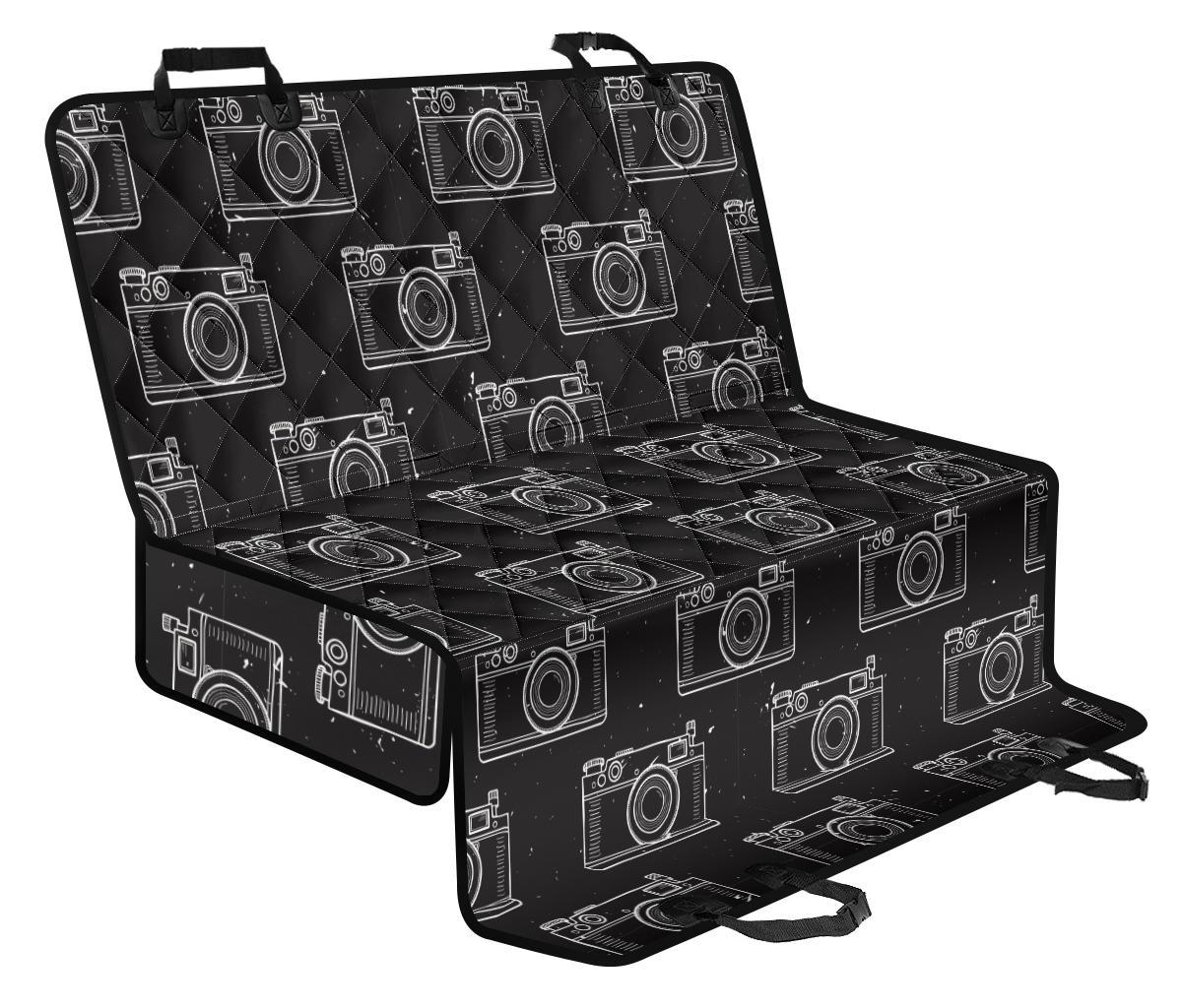 Black Camera Print Pattern Pet Car Seat Cover-grizzshop