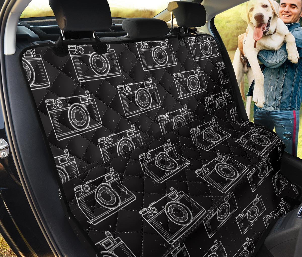 Black Camera Print Pattern Pet Car Seat Cover-grizzshop