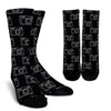 Black Camera Print Pattern Unisex Crew Socks-grizzshop