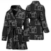 Black Camera Print Pattern Women Long Robe-grizzshop