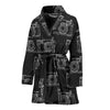 Black Camera Print Pattern Women Long Robe-grizzshop