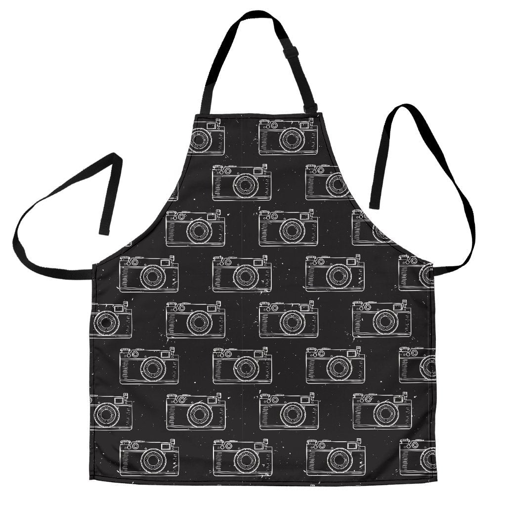 Black Camera Print Pattern Women's Apron-grizzshop