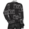 Black Camera Print Pattern Women's Sweatshirt-grizzshop