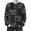 Black Camera Print Pattern Women's Sweatshirt-grizzshop