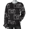 Black Camera Print Pattern Women's Sweatshirt-grizzshop