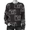 Black Camera Print Pattern Women's Sweatshirt-grizzshop